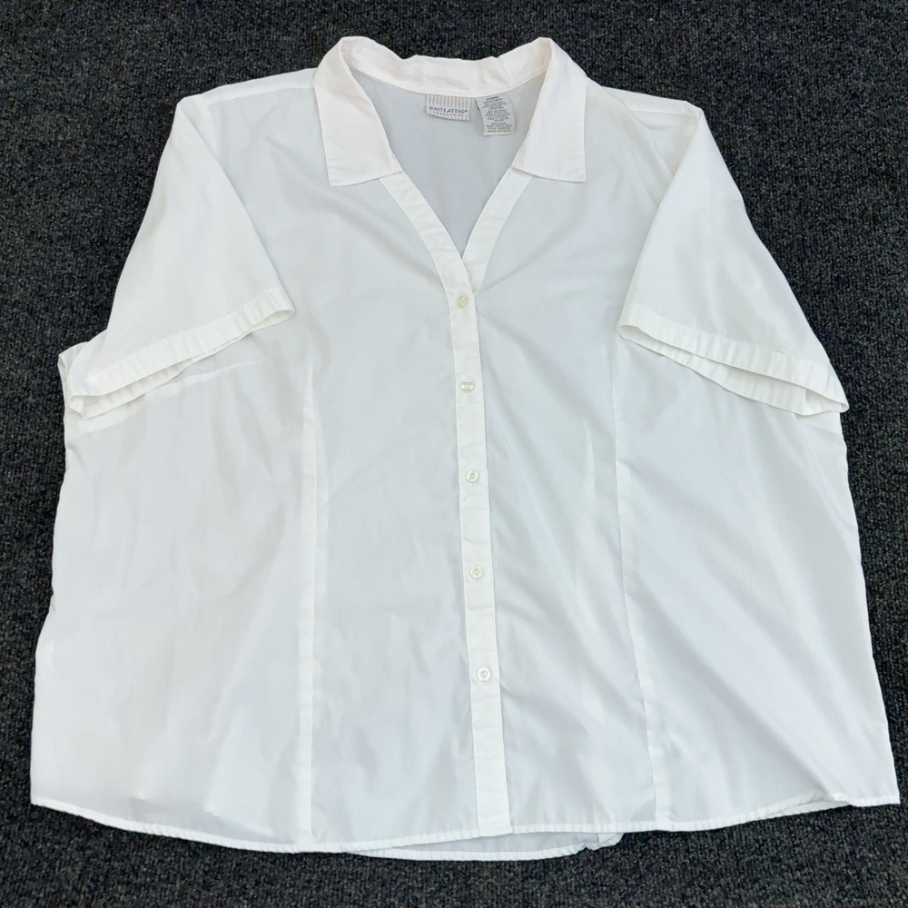 White Stag Shirt Womens Plus 26W White Short Sleeve Button Front Top Casual